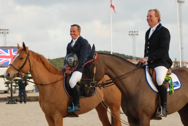 Two smiling champions. Olivier Robert (left.) and William Funnell in Mijas. © Hippodromo Costa del Sol