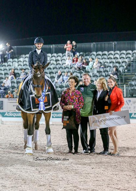 Laura Graves and Verdades in their winning presentation with Antonia Ax:son Johnson of The Axel Johnson Group, Allyn Mann of Adequan®, judge Isabel Wessels, and Cora Causemann of AGDF. © SusanJStickle