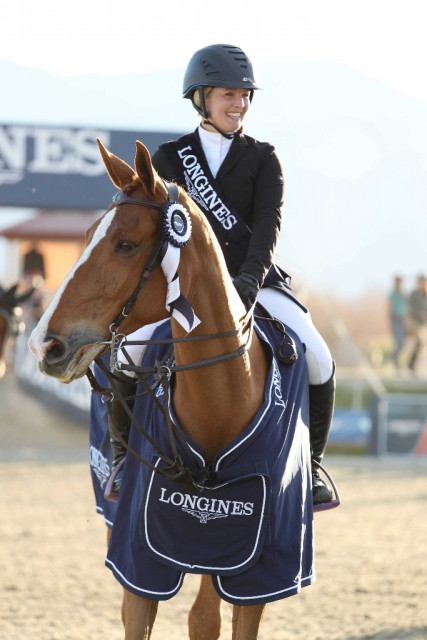 Longines FEI World CupTM Jumping North America league, Thermal (11 February 2017), Chela LS ridden by Ashlee Bond (USA). (Kristin Lee/FEI)