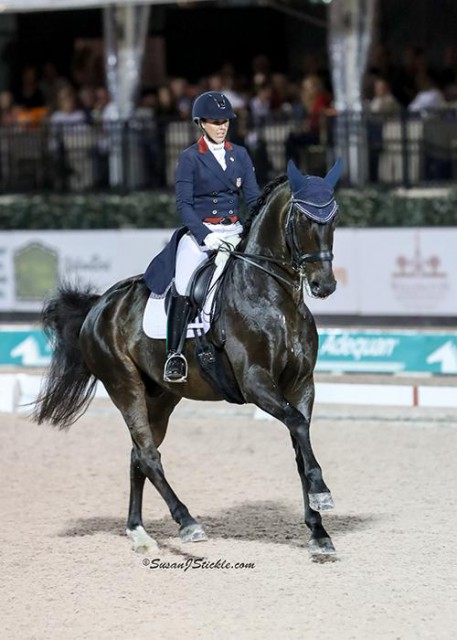 Die Zweitplatzierte Kasey Perry-Glass und Goerklintgaards Dublet in der FEI Grand Prix Kür in Wellington. © SusanJStickle 