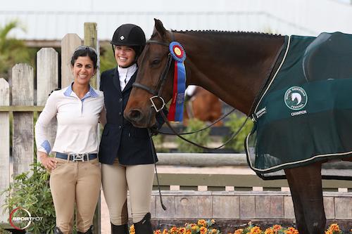 Victoria Herran and Con-Grande in their championship presentation with trainer Vivianne Marzullo. © Sportfot