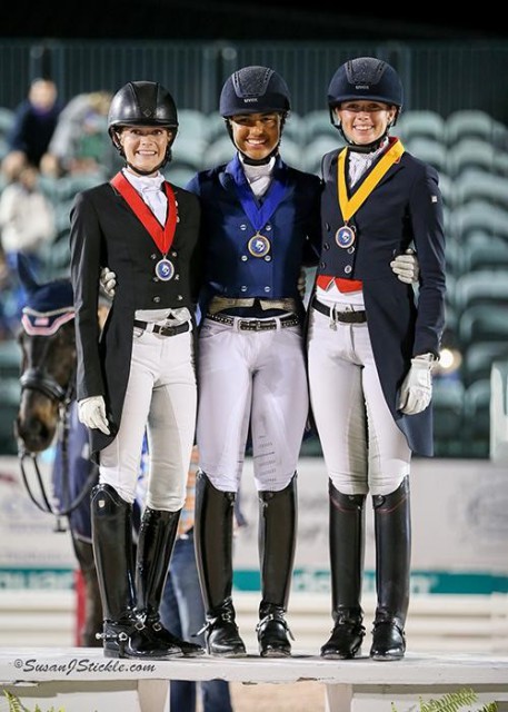 Individual medalists Sean Sierra Kessler, Anna Buffini, and Kaitlin Blythe. © Susan Stickle