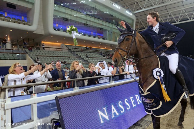 Der Schweizer Martin Fuchs lässt sich feiern. © Frank Sorge/Al Shaqab