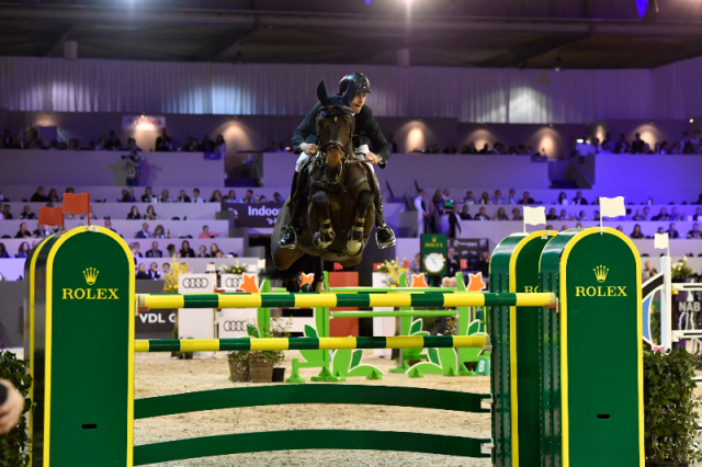 In one of the most dramatic Grand Prix in Indoor Brabant's long history, Leopold van Asten riding VDL Groep Zidane N.O.P. won the Rolex Grand Prix. © Rolex/Kit Houghton