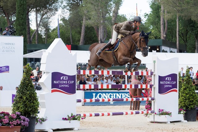  A double-clear from Alberto Zorzi and Fair Light van T Heike was key to an historic home victory for Team Italy at the FEI Nations Cup™ Jumping Europe Division 1 leg at Piazza di Siena, Rome today. © FEI/Richard Juilliart