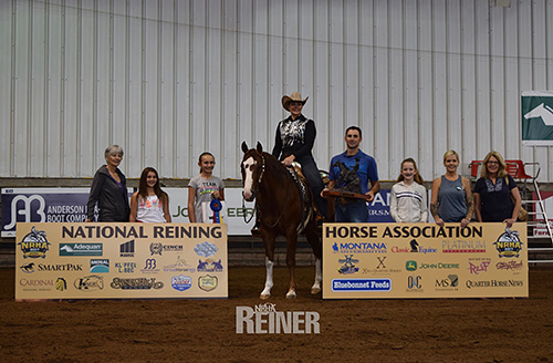 Dunit In Wranglers steers Melissa Wigen to the NRHA $2,000-Added Non Pro win. © 2017 NRHA