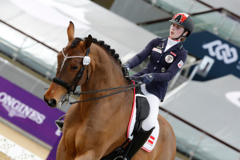 Schlechte Neuigkeiten vom österreichischen Parateam: Valentina Strobl's (T) Pferd Bequia Simba ist nicht fit. Somit ist für die beiden der Traum von ihrer zweiten gemeinsamen Teilnahme an paralympischen Spielen geplatzt. © ph.Stefano Grasso/CHI Al Shaqab 2021