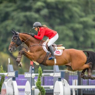Neun Jahre jung und ein verdientes Championatspferd: Oeli R sprang unter Alessi Reich heute eine super Runde mit einem Fehler. © Arnd Bronkhorst