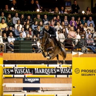 Weltcup Madrid: Max Kühner (T) pilotierte EIC Julius Caesar im Weltcup-Springen auf den hervorragenden fünften Platz. © FEI | Mackenzie Clark