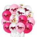 50 Pferde-Luftballons Für Cowgirl-Partys – Rosa, Weiß & Mit Konfetti – Perfekt Für Mädchengeburtstage