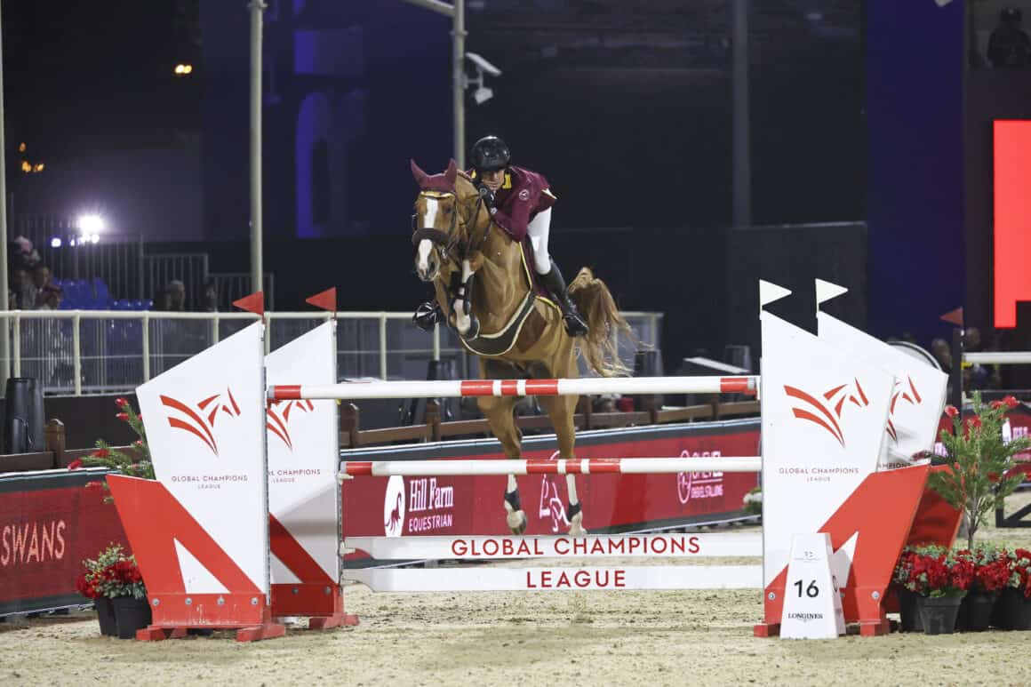 Ben Maher (GBR), Christian Ahlmann (GER) und Daniel Deusser (GER) führten die Shanghai Swans ins Finale des GCL Super Cups. © GCL