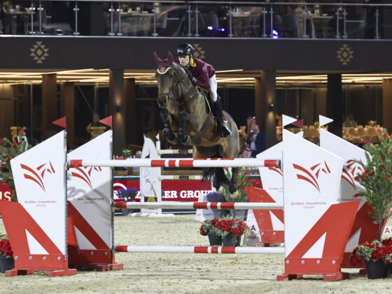 Max Kühner (T) und Elektric Blue trugen mit ihrer Nullrunde maßgeblich zum Sieg der Shanghai Swans im Viertelfinale des Global Champions League Super Cups bei. © Longines Global Champions Tour