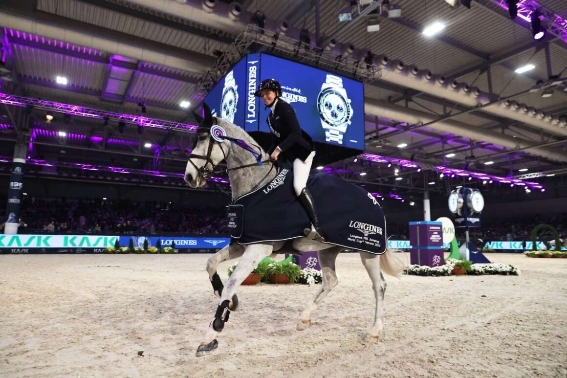 Sophie Hinners (GER) pilotierte den zwölfjährigen BWP-Wallach Iron Dames my Prins zum Sieg in der Weltcup-Etappe von Verona. © FEI