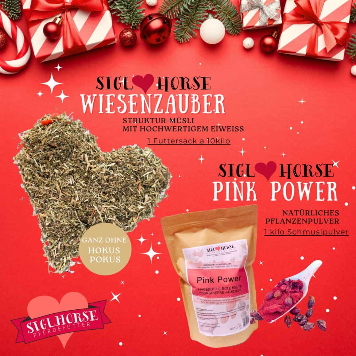 Wiesenzauber + Pink Power: Kennst du die Produkte schon? © Siglhorse Pferdefutter