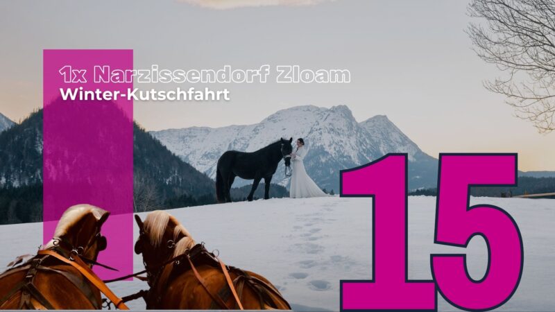 15. Dezember: Gewinne eine romantische Winterkutschfahrt inkl. Punsch für vier Personen im Narzissendorf Zloam! © EQWO.net