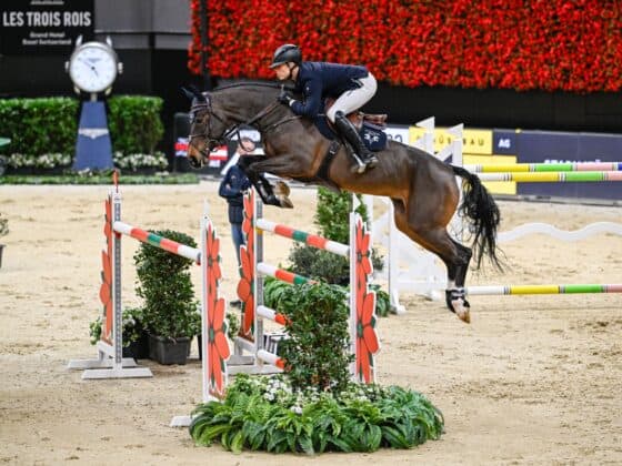 Super-Start für Max Kühner (T) in Basel! Auf seiner Stute EIC Lourdes sprang er über 145 cm direkt auf Rang acht. © Fotografia Stuppia