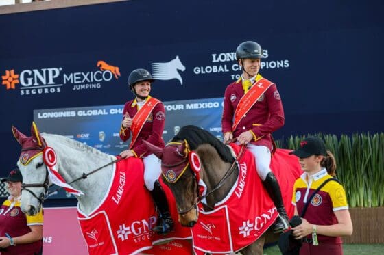 Bei den Shanghai Swans gibt es zur Halbzeit der Global Champions Tour Saison keine Transfers. Weiterhin mit dabei sin die beiden Österreicher:innen Katharina Rhomberg (V) und Max Kühner (T). © LGCT