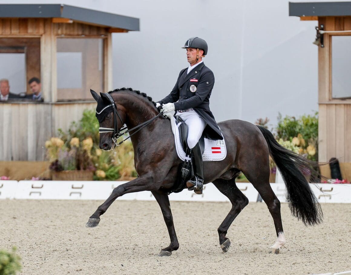 Stefan Lehfellner (OÖ) und Roberto Carlos MT fanden im EM-Viereck von Crozet wieder zu alter Stärke: 68,385 %. © EQWO.net
