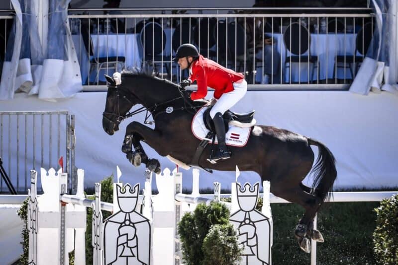 Jannik Domaingo (NÖ) und Lover Boy van het Schaeck steuern beim EEF-Nationenpreis-Finale mit 4/8 Fehlerpunkten das beste österreichische Ergebnis zum Team bei. © Eileen Schreiber