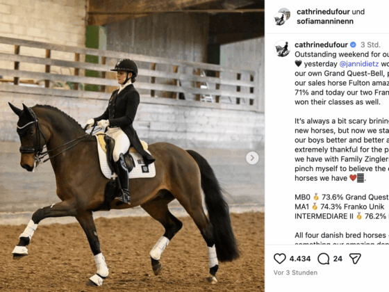Cathrine Laudrup-Dufour gewann heute national mit zwei neuen Pferden! @ IG: cathrinedufour