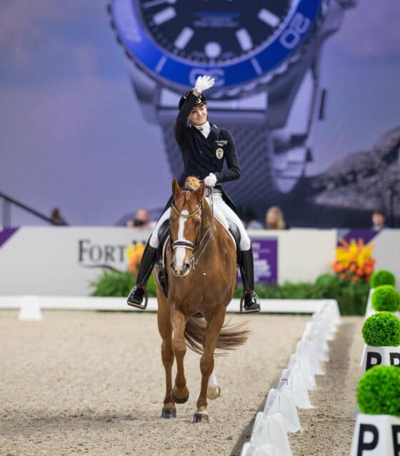 Bettina Kendlbacher (ST) und Broadmoars Don Alfredo beenden das Weltcup-Finale von Fort Worth auf Platz 14! © Arnd Bronkhorst