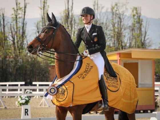 Jessica von Bredow-Werndl (GER) und Kismet feierten in Italien mit über 78% einen Debüt-Sieg in der CDI3* Musikkür. © Marta Fusetti