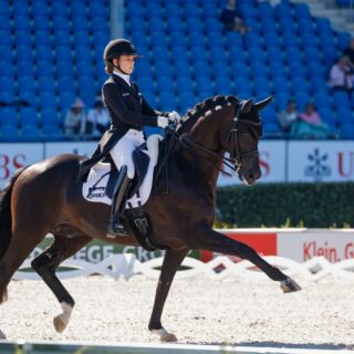 Felicita Simoncic (W) und Four Legends KS begeistern beim WM-Debüt! Nach einer fehlerfreien Runde erhalten sie 70,730 %. © EQWO.net | Petra Kerschbaum