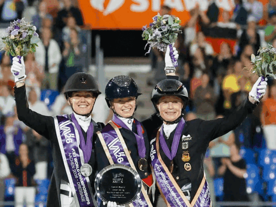 Die "Queens" von Aachen: Lottie Fry (GBR), Cathrine Laudrup-Dufour (DEN) und Isabell Werth (GER) sicherten sich in der Grand Prix Freestyle der WM in Aachen die Medaillen. © EQWO.net | Petra Kerschbaum
