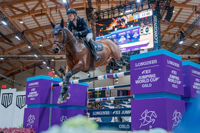 Max Kühner (T) gelingt in Oslo auf Up Too Jacco Blue ein absoluter Traumstart i die Weltcup-Saison 2026/27! © FEI | Kim Lundin